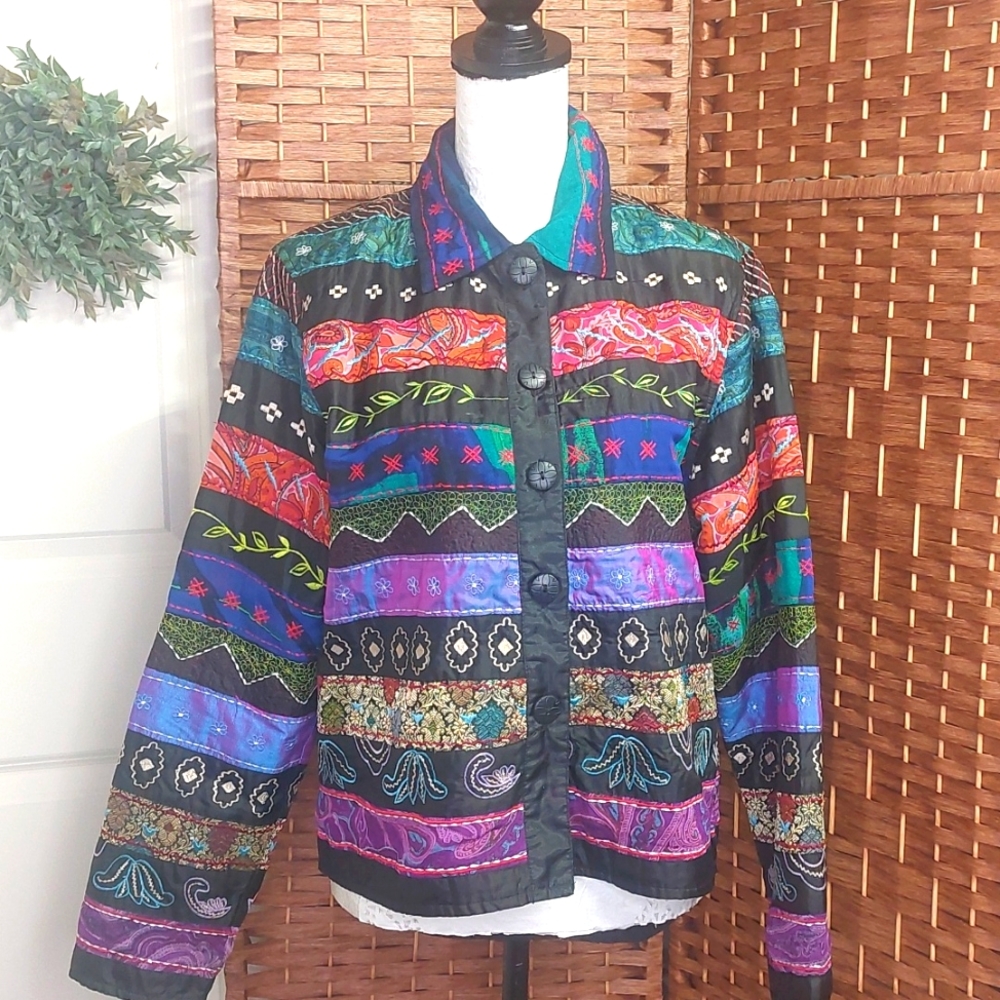 Vintage Silk Coldwater Creek Art To Wear Jacket Medium